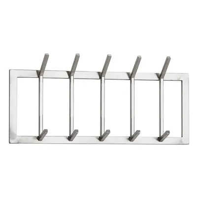 FineBuy Wandgarderobe Metall Silber 65x30x10 cm Design Flurgarderobe Stahl, Hakenleiste Wandpane