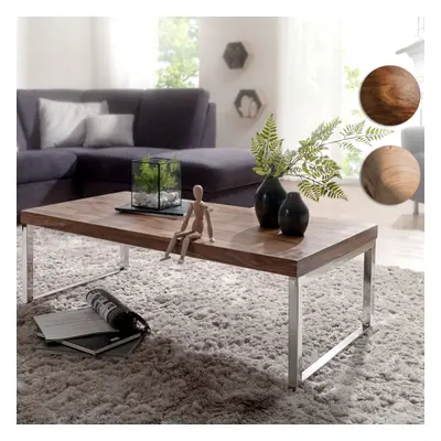 FineBuy Couchtisch 120 x 60 x 40 cm Massiv Holz Tisch, Massiver Design Wohnzimmertisch aus Massi