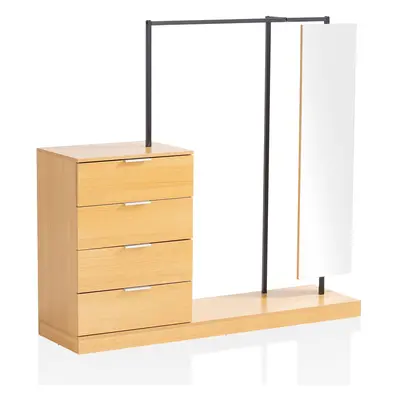 FineBuy Garderobe Eiche-Dekor 145x138x40,5 cm Flurgarderobe Modern, Kompaktgarderobe für Schuhe,