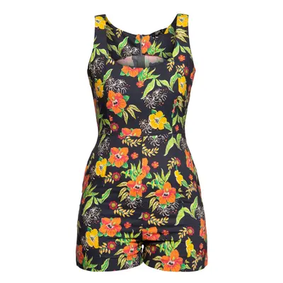 Playsuit Hibiskus Schwarz