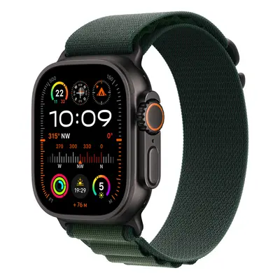 Apple Watch Ultra 2 Titanium Cellular 49mm Schwarz (Alpine Loop dunkelgrün) Large