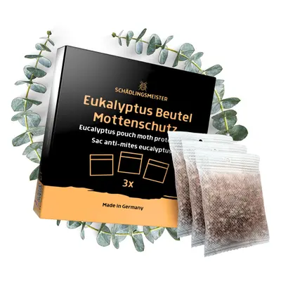 Schädlingsmeister Eukalyptus Beutel Mottenschutz - Duftsäckchen - 3 Stück - Mottenschutz für Kle