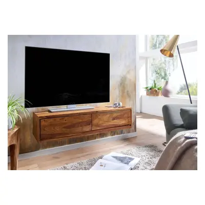 Lowboard Hängend Sheesham Massivholz 108x25x34 cm TV-Schrank Braun