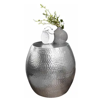 Beistelltisch 42 x 42 x 42 cm Aluminium Silber Dekotisch Orientalisch Rund