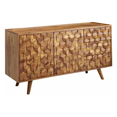 Sideboard 138x76x45 cm Sheesham Massivholz Anrichte mit Türen & Schubladen