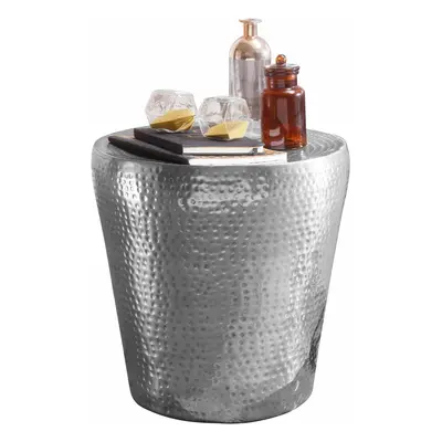 Beistelltisch 41x41x41cm Aluminium Silber Dekotisch orientalisch rund