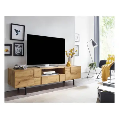 Lowboard Holz Eiche-Dekor 160x46x43 cm TV-Kommode mit zwei Türen