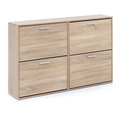 Schuhschrank WL5.828 Modern 120 x 81 x 24 cm Holz Schuhregal Sonoma 4 Fächer