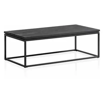 Couchtisch 120x60x40 cm Mango Massivholz / Metall Schwarz Sofatisch Rechteckig