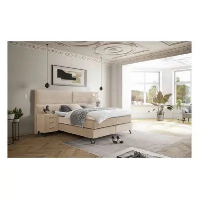 ED Exciting Design Boxspringbett Trapani H3/H4 mit Duo-Wendematratze, XXL Kopfteil und Massivfüß