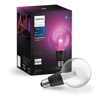 Philips Hue Bluetooth White & Color Ambiance Lampe Lightguide E27 Globe 6,8W 500lm