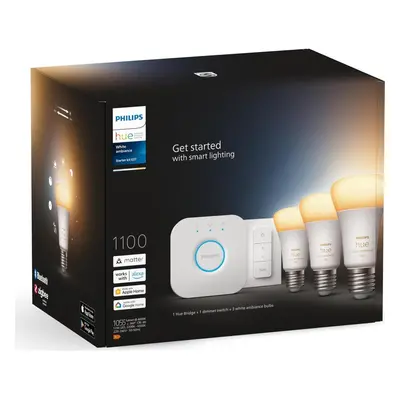 Philips Hue Bluetooth White Ambiance LED E27 75W 800lm Dreierpack inkl. Bridge & Dimmschalter