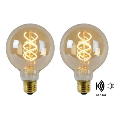 Vintage LED Lampe, Dämmerungssensor, E27, Globe G95, Filament, 4W, 230lm, 2200K 2er-Pack