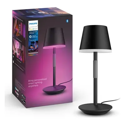 Philips Hue Bluetooth Akku Tischleuchte Go White & Color Ambiance in Schwarz 6,2W 370lm IP54