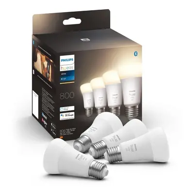 Philips Hue Bluetooth White LED E27 Birne - A60 9W 800lm Viererpack