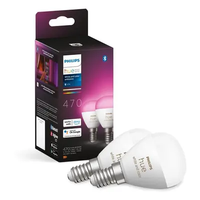 Philips Hue White & Color Ambiance LED E14 Luster in Weiß 5,1W 370lm Zweierpack