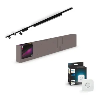 Philips Hue Bluetooth White & Color Ambiance Schienensystem Perifo 3x Spot + Lightbar in Schwarz