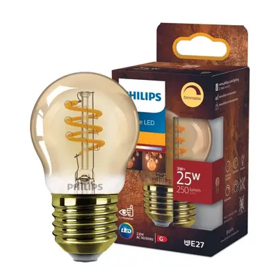 Philips Vintage LED Filament Lampe ersetzt 25W E27 Tropfen - P45 3W 250lm 2200K dimmbar Einerpac