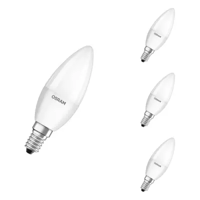 Osram LED Lampe ersetzt 40W E14 Kerze - B38 in Weiß 4,9W 470lm 2700K 4er Pack