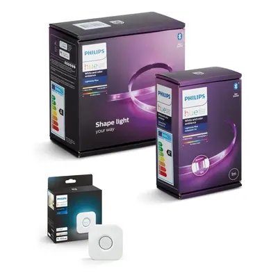 Philips Hue Bluetooth Lightstrip Plus White & Color Ambiance 2m Basis Set + 1m Erweiterung + Bri