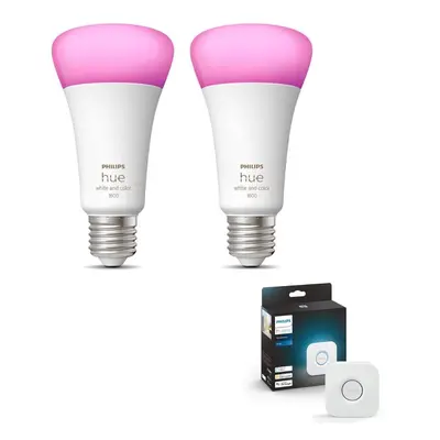 Philips Hue Bluetooth White Ambiance and Color LED E27 15W 1600lm Doppelpack inkl. Bridge