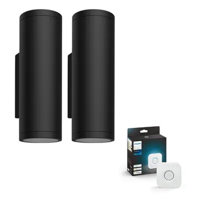 Philips Hue White & Color Ambiance LED Wandleuchte Appear in Schwarz 2x 16W 2400lm 2er Pack inkl