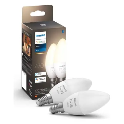 Philips Hue Bluetooth White LED E14 Kerze - B39 5,5W 470lm Doppelpack