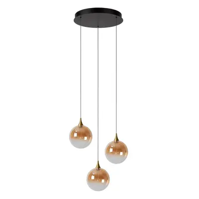 LED Pendelleuchte Gisela in Gold-transparent und Schwarz-matt 3x 3,6W 939lm