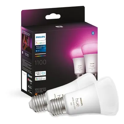 Philips Hue Bluetooth White & Color Ambiance LED E27 Birne - A60 8W 1100lm Doppelpack