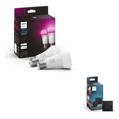 Philips Hue Bluetooth White & Color Ambiance LED E27 Birne - A60 8W 1100lm Doppelpack inkl. Tap 