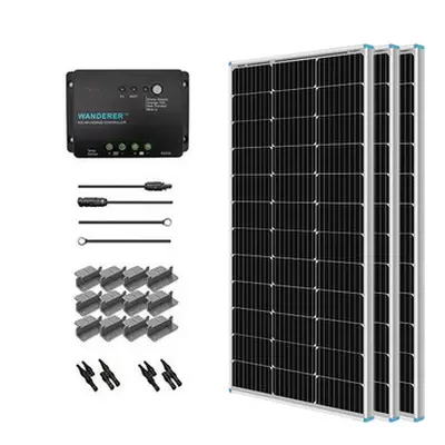 Balkonkraftwerk Solaranlage 300W 12V Starter Solar Set mit PWM Laderegler für Wohnmobile/Wohnwag