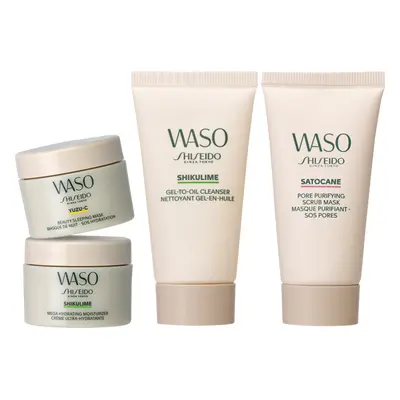 Shiseido Waso Holiday Kit = Gel-to-Oil Cleanser 30 ml + Mega Hyd. Moist. 15 ml + Beauty Sleep. M