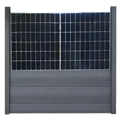 Komplettset Solarzaun / waagerecht / WPC Lamellen braun / Pfosten silber / zum Einbetonieren - 1