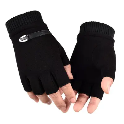 Winter Fleece Warme Handschuhe Männer Halbe Finger Handschuhe Stretch Fingerlose Fäustlinge Für 