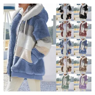 Winter frauen Mode Mit Kapuze Warme Lose Jacke für Frauen Patchwork Oberbekleidung Zipper Damen 