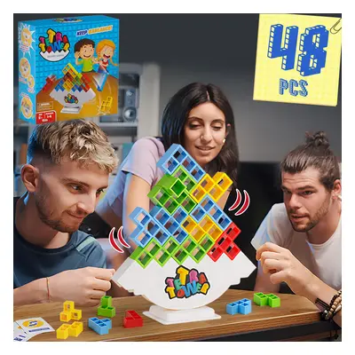 48PCS Tetra Tower Fun Balance Stacking Building Blocks Brettspiel für Kinder Erwachsene Freunde 