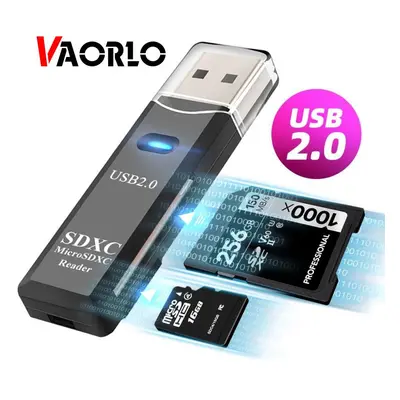 VAORLO Mini-Kartenleser USB 2.0 2-in-1 für PC, Micro-SD-TF-Karte, Speicherleser, Multi-Karten-Br