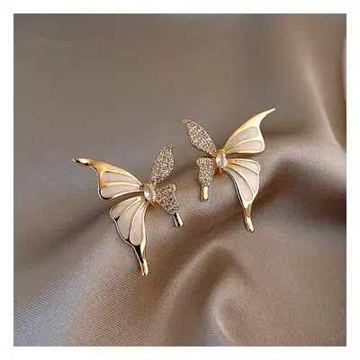 Korean Fashion Zirkon Schmetterling Stud Ohrringe für Frauen Elegante Süße Metall CZ Hochzeit Pa