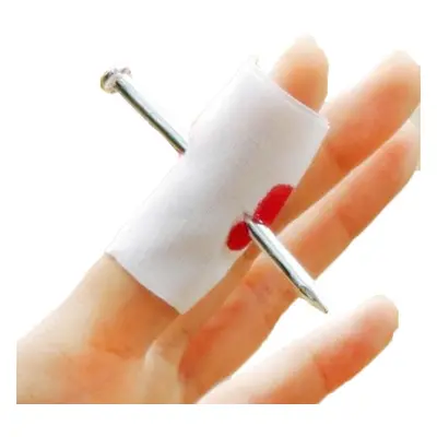 2Pcs Narr Spielzeug Blut Streich Magie Prop Witz Gefälschte Nagel Durch Finger Magie Lustige Gad