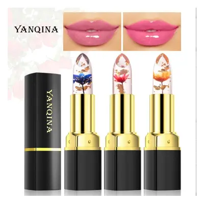 Wasserfester Lipgloss, Blumen-Lippenstift, Temperaturwechsel, Farbgelee-Lippenstift, Feuchtigkei