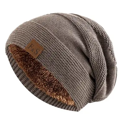 Neue Unisex-Slouchy-Wintermützen mit Pelzfutter für Männer und Frauen, warme Beanie-Mütze, lässi