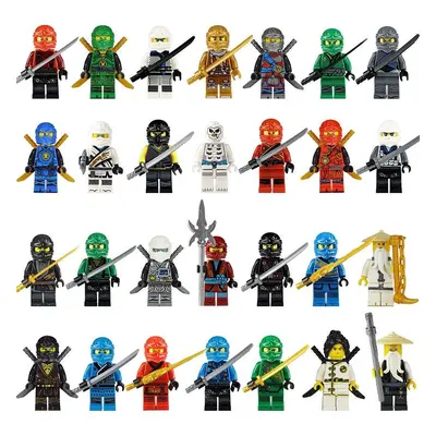 38 Stile Ninja-Minifiguren, Bausteine, Puppen, Ninja mit Waffenfiguren, Ziegelsteine, Spielzeug 