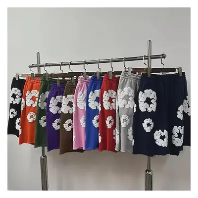 DENIM TEARS – Hochwertige, trendige, locker sitzende High-Street-Hip-Hop-Shorts aus Schaumstoff-