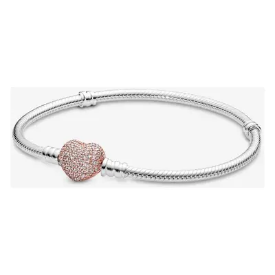 Pandora Moments 586292CZ-21 Pave Herzverschluss Schlangenkette Armband21 cm