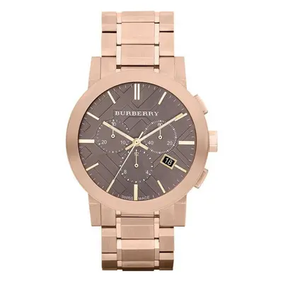 Burberry BU9353 Taupe Chronograph Zifferblatt Roségold plattiertes Stahl Herren Uhr