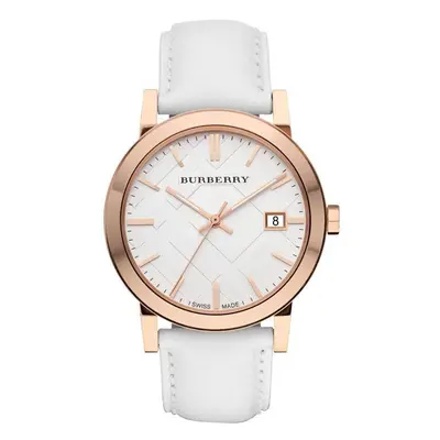 Burberry BU9012 Large Check White Leather Strap Men's Watch