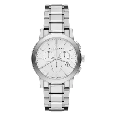 Burberry BU9750 City Chronograph Silbernes Zifferblatt Edelstahl Damen Uhr