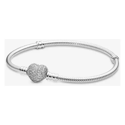 Pandora 590727-21 Moments Sterling Silber Pavee Herzverschluss DamenArmband