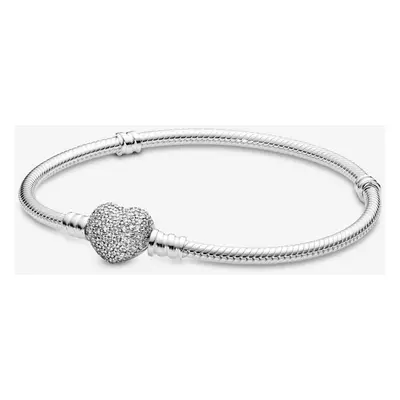 Pandora SilberArmbandmit herzförmigem Verschluss 17 cm