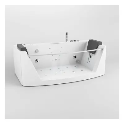 TroniTechnik Whirlpool Badewanne MILOS 180cm x 88cm mit Heizung, Wasserfall, Hydromassage und Fa